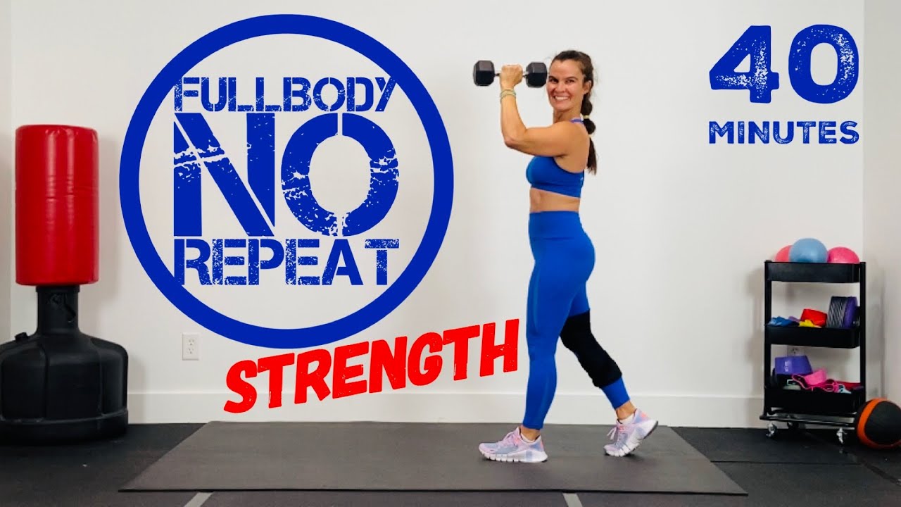 40 MIN FULL BODY DUMBBELL WORKOUT at HOME/NO REPEAT/NO JUMPING/DC FITT