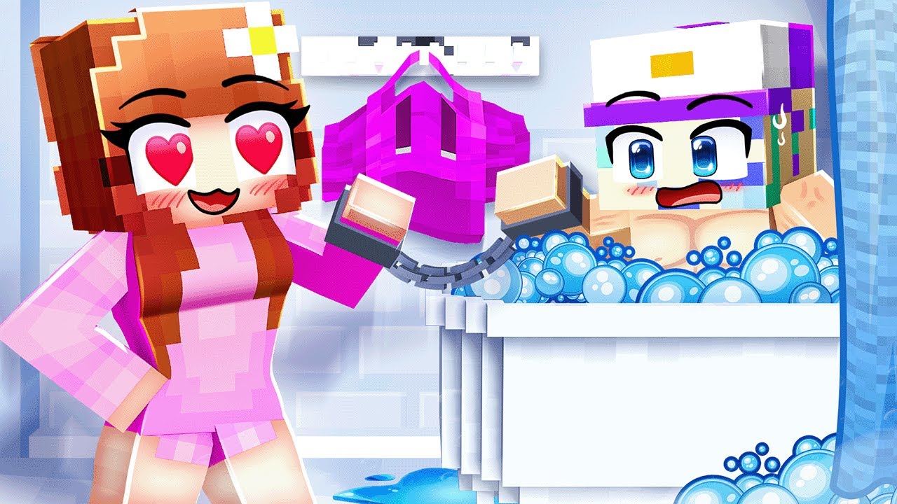 Handcuffed to My CRUSH For 24 HOURS In Minecraft!