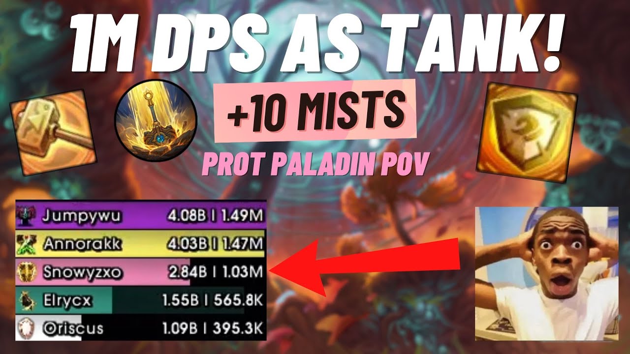 1 MILLON DPS OVERALL AS TANK?? | +10 Mists  | Protection Paladin POV | With Aug