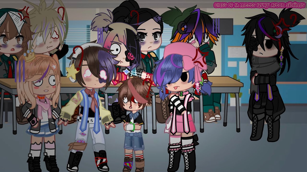 Class 1A Meets Izuku Afton Siblings|| Gacha Club|| Mha x Fnaf x Mlb|| Not._.Pinkyx || Short Video ||