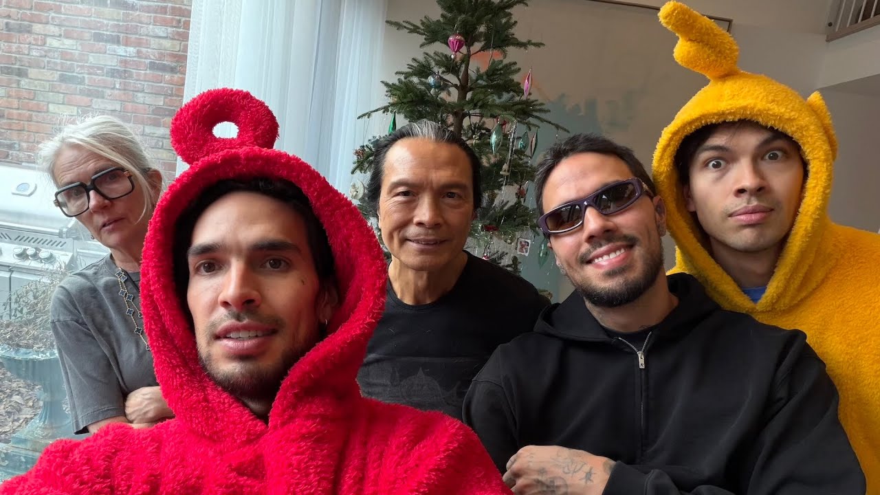 Opening xmas gifts with my family
