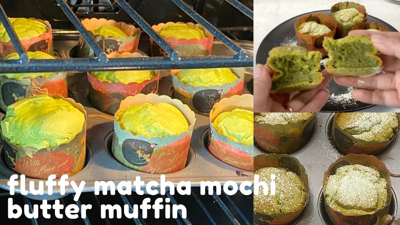 Fluffy Matcha Butter Mochi Muffins recipe : How to bake fluffy butter mochi muffins tall and chewy