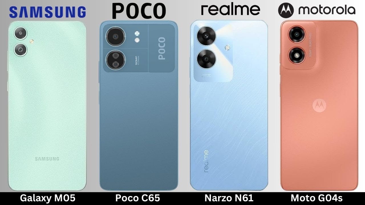 Samsung Galaxy M05 VS Poco C65 VS Realme Narzo N61 VS Motorola Moto G04s