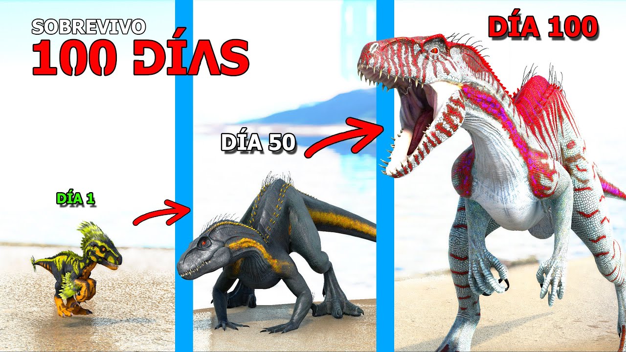 SOBREVIVO como INDORAPTOR 100 DIAS EN ARK!! Evoluciono en el dinosaurio super híbrido supremo de ARK
