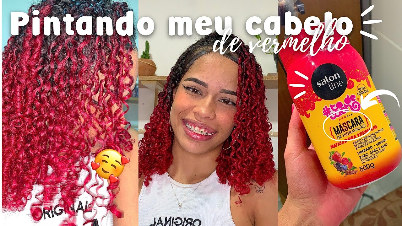 Pintando meu cabelo de vermelho 🍓 (matizador salon line) #cabelovermelho