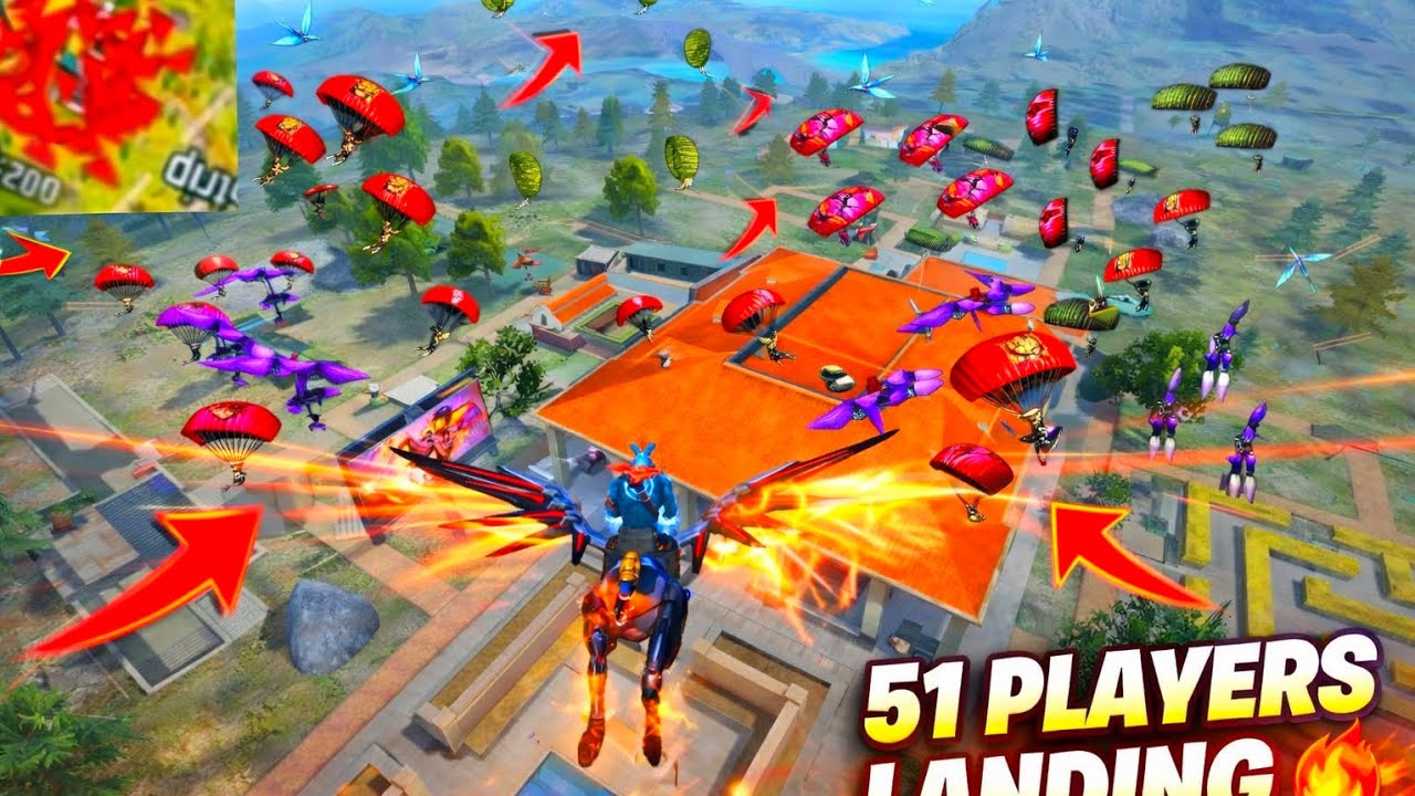 51 Players Landing🪁 In One House 😱 | 99% Headshot Rate ⚡Duo  vs Squad gameplay| Free FIRE 