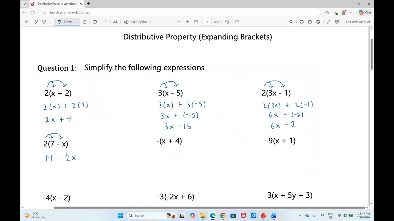 7. REVIEW Distributive Property (Expanding Brackets)