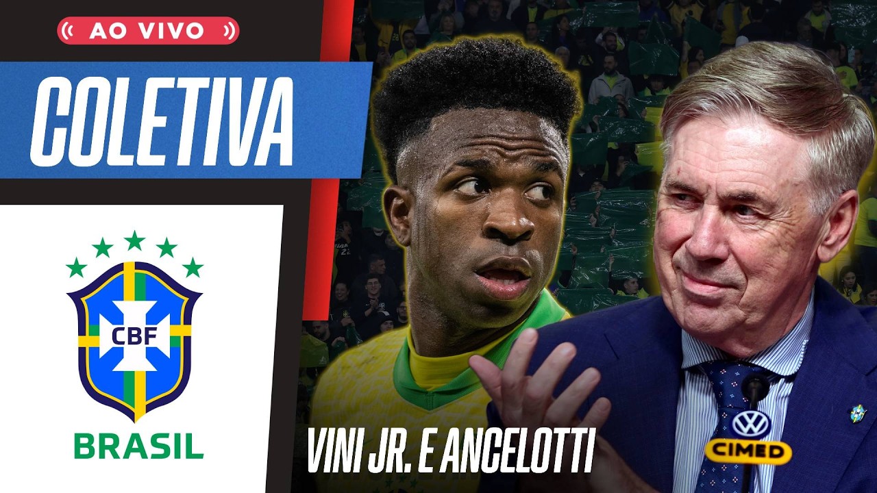 ANCELOTTI E VINI JR. AO VIVO: ENTREVISTA COLETIVA DA SELE&Ccedil;&Atilde;O BRASILEIRA DIRETO DE ORLANDO