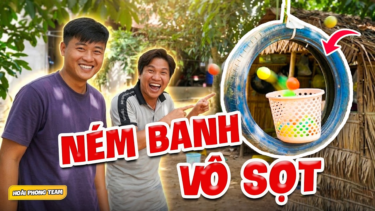 Thử Thách Ném Banh Vô Sọt Tre Lụm Thưởng 5 Xị | Team Hoài Phong TV