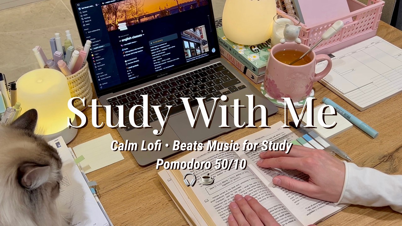 4-HR STUDY WITH ME ☕️ calm lofi bgm 🎧 50/10 pomodoro, music for study