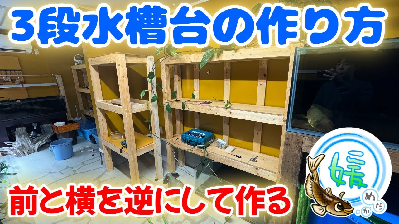 前と横を逆に作る3段水槽台の作り方～耐荷重＆強度の危険な水槽台について～【媛めだか/DIYアクアリウム】