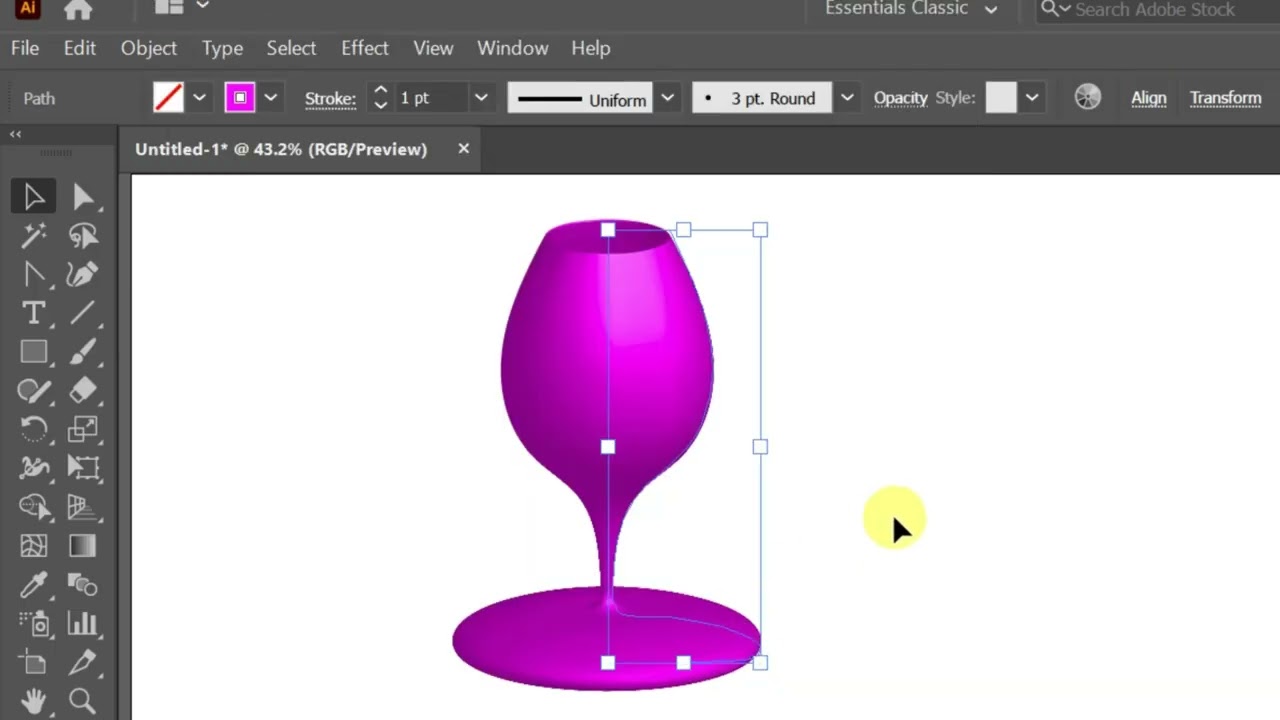 how to create 3D Glass Design in Illustrator 🍷 | Gradient Mesh Tutorial