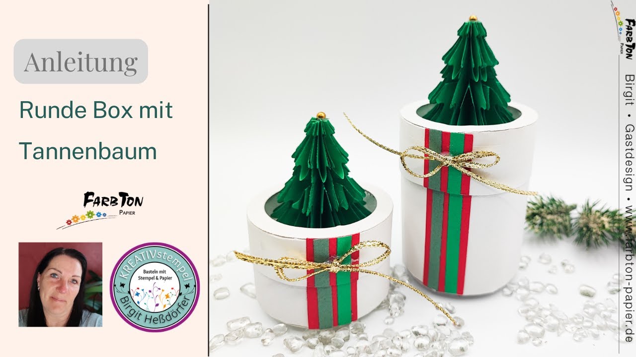 Anleitung Runde Box mit Tannenbaum von Farbton Papier