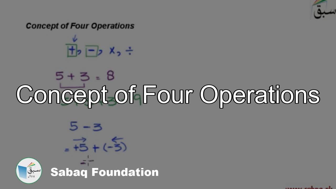 Concept of Four Operations, Math Lecture | Sabaq.pk