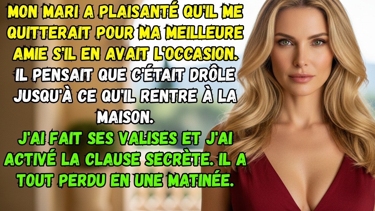 MON MARI PLAISANTAIT EN DISANT QU'IL ME QUITTERAIT POUR MA MEILLEURE AMIE S'IL EN AVAIT L'OCCASION..