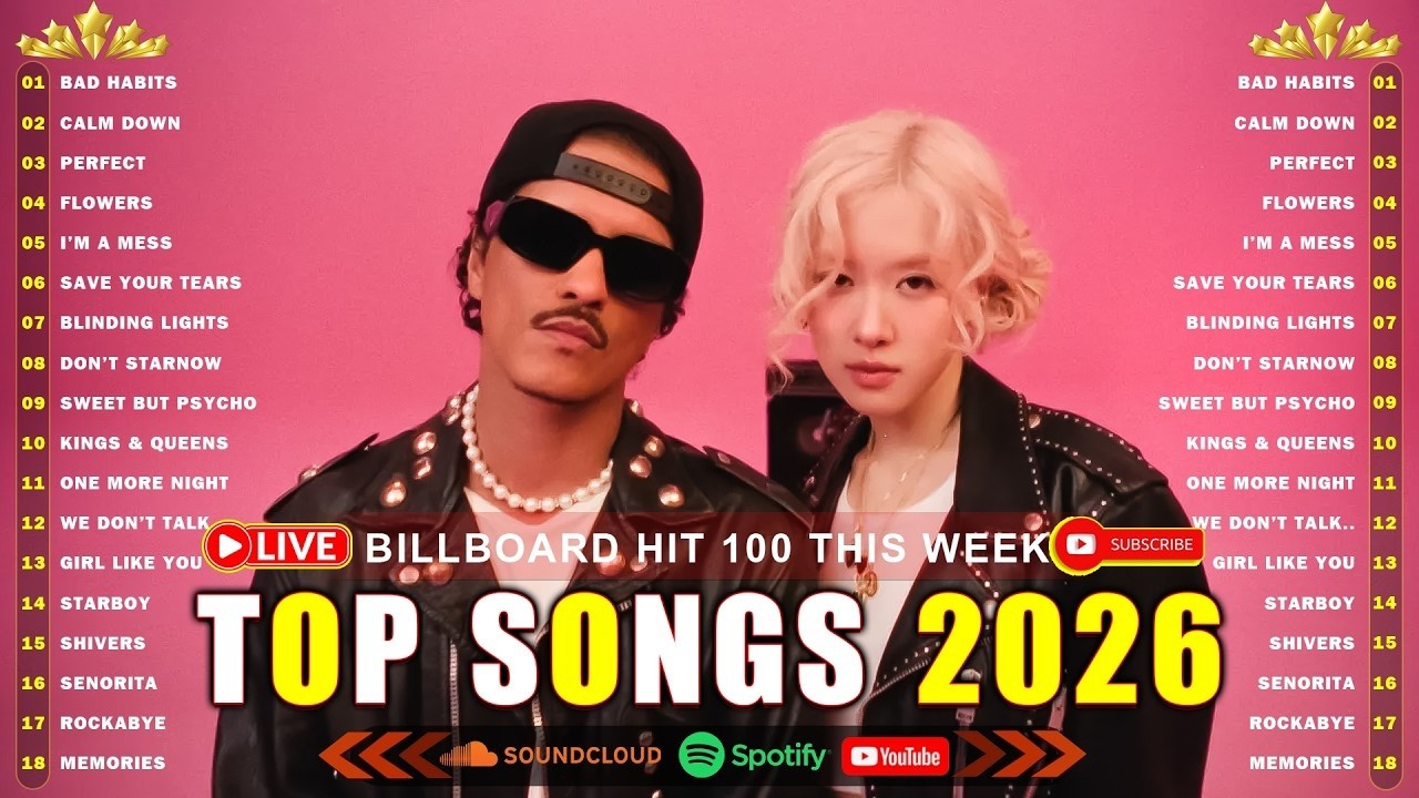 Dua Lipa, Bruno Mars, Adele, Ed Sheeran, Maroon 5, Rihanna, The Weeknd 💎 Billboard Top 50 This Week