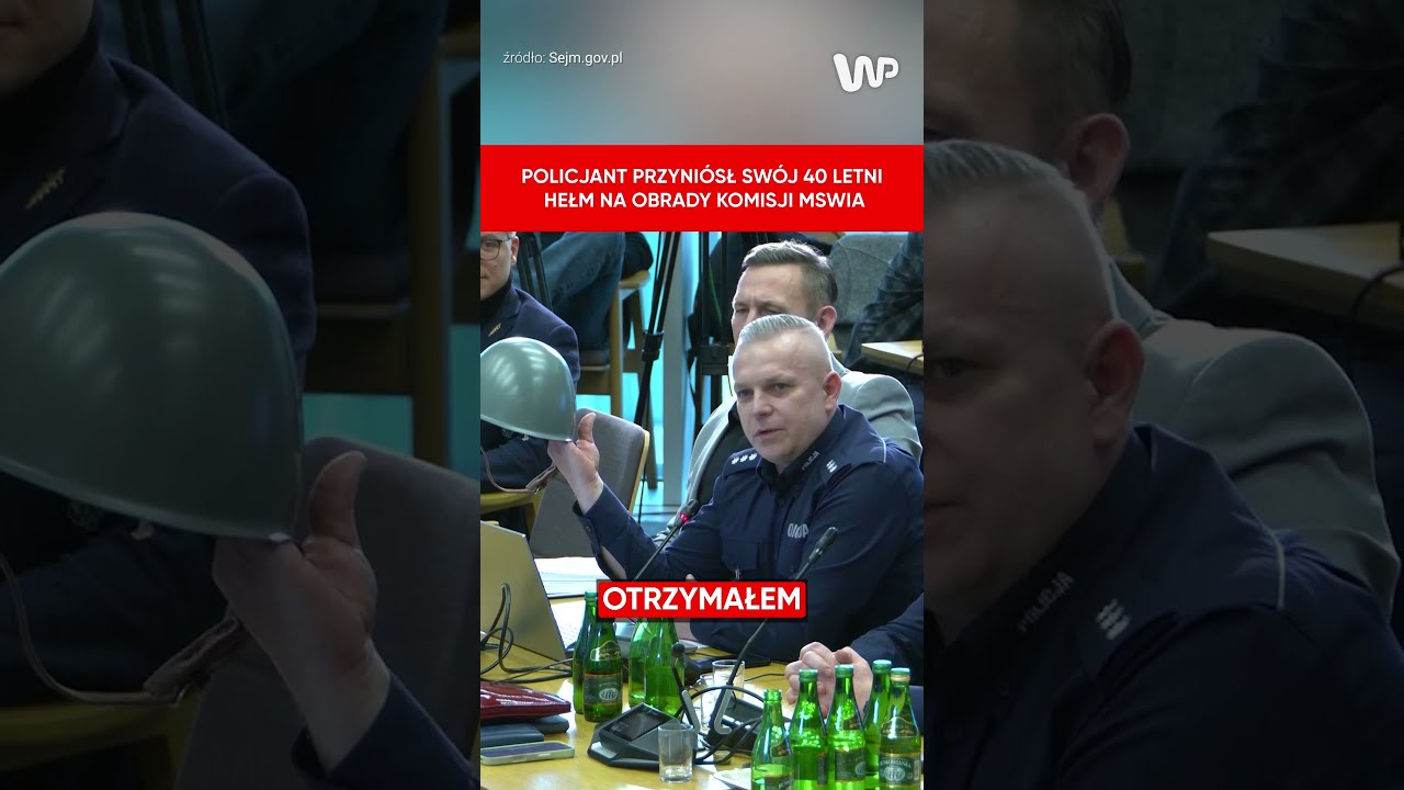 Policjant przyni&oacute;sł sw&oacute;j 40-letni hełm na obrady komisji MSWiA  #polityka #polska