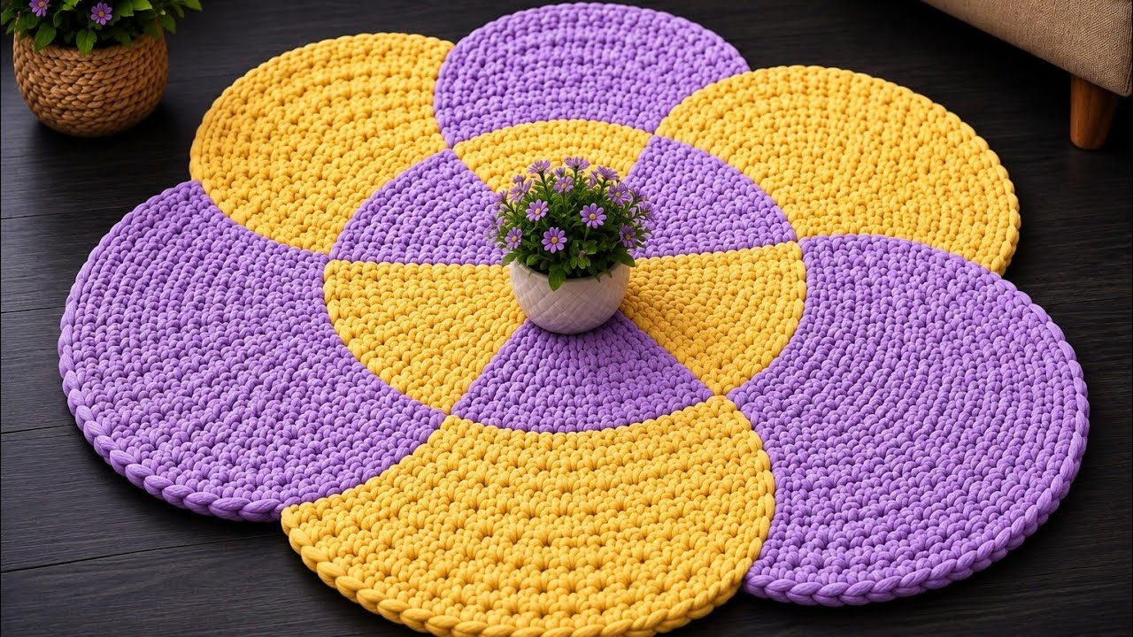 🌸 New 6 कली Flower Doormat Design 😍 | Easy Handmade Floor Mat 🏡 | Simple Doormat Design 💖