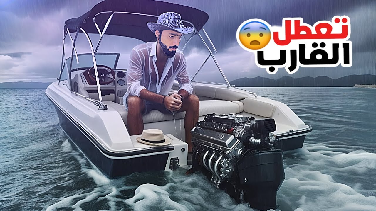 قاربنا وقف فجأة وسط البحر أثناء العاصفة !
