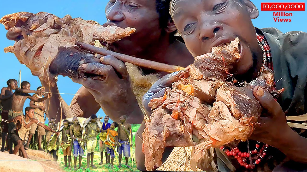 Africa's HadzabeTribe Hunters, Hunt, Cook and Eat Porcupine in the Wilderness!