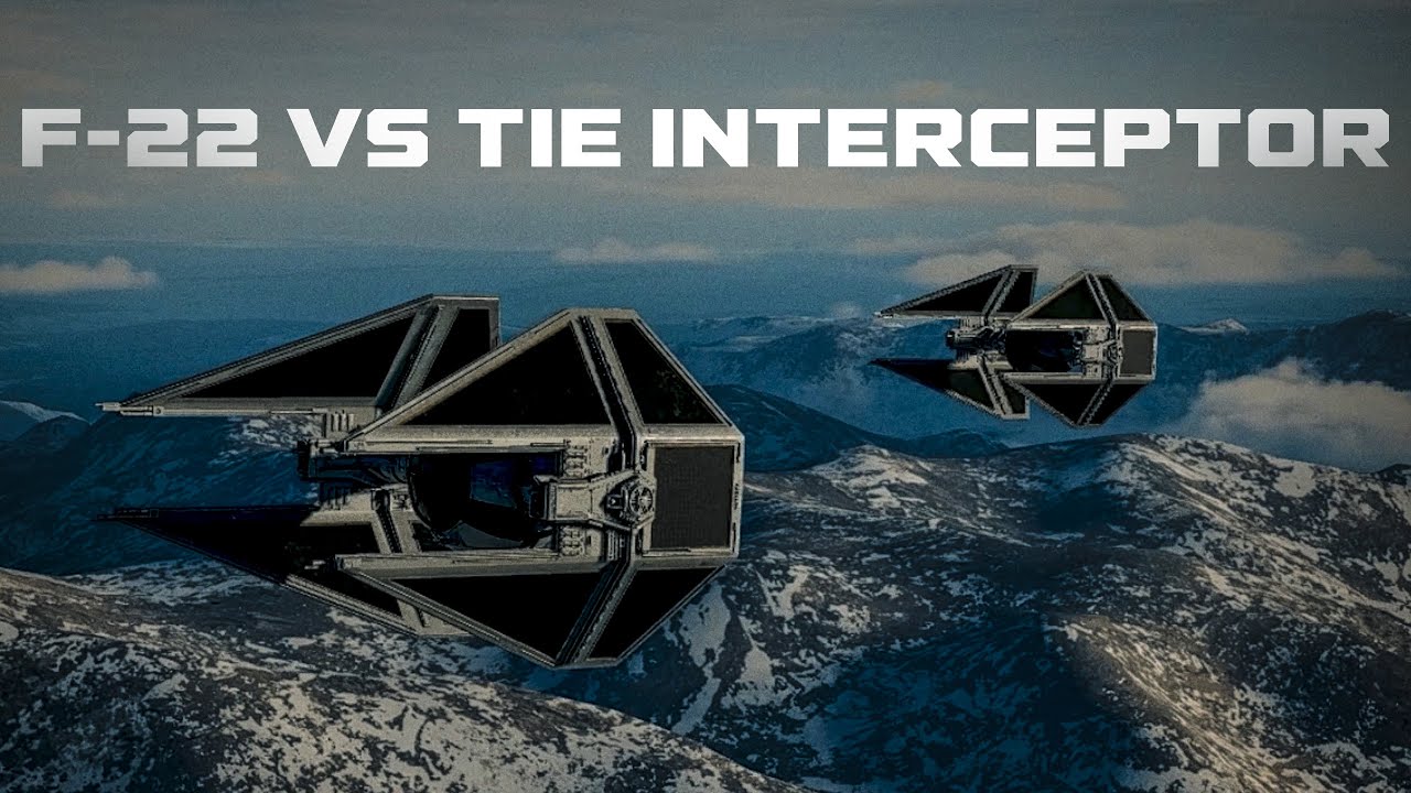 TIE Interceptors head towards space after an encounter with a U.S. F-22 Raptor over Alaska.