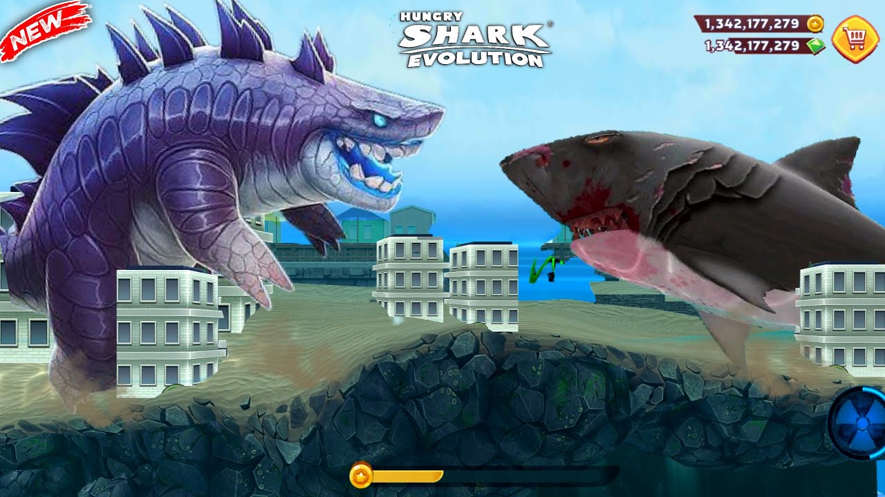 GIANT MONSTER MEGALODON vs SHARKJIRA 🔥 - NEW REAL GAMEPLAY - Hungry Shark Evolution Battle