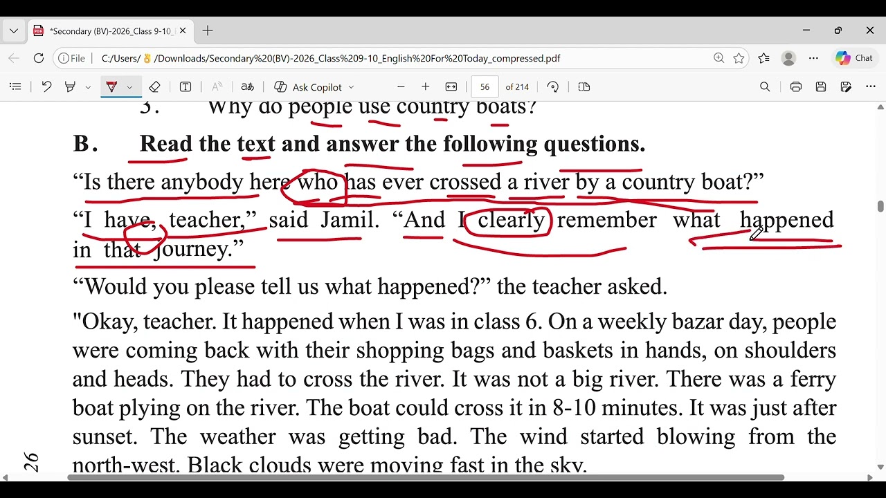 English first paper SSC Unit 5 lesson 01Problems around us.The ferry boat is there anybody who has 