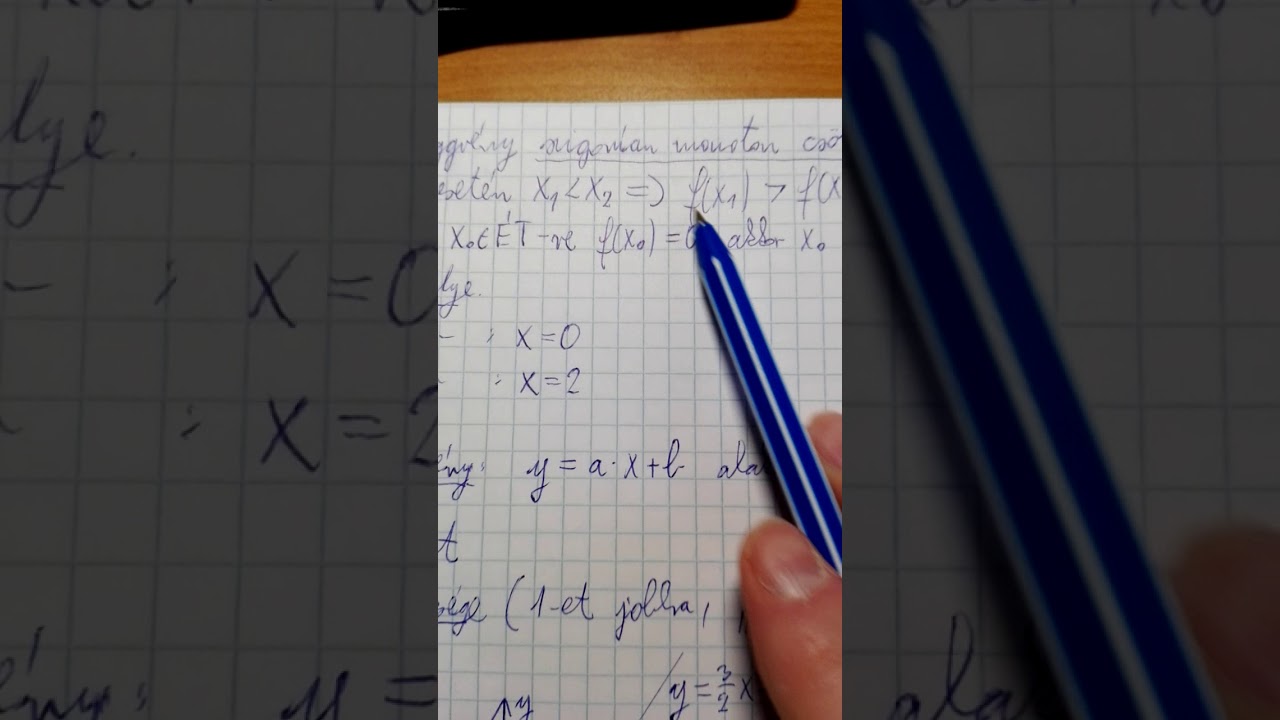 12.16., 1. videó. Lineáris függvények ábrázolása, jellemzése
