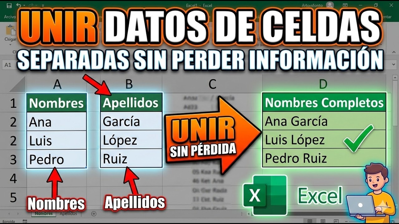 TUTORIAL EXCEL UNIR DATOS DE CELDAS SEPARADAS SIN PERDER INFORMACION