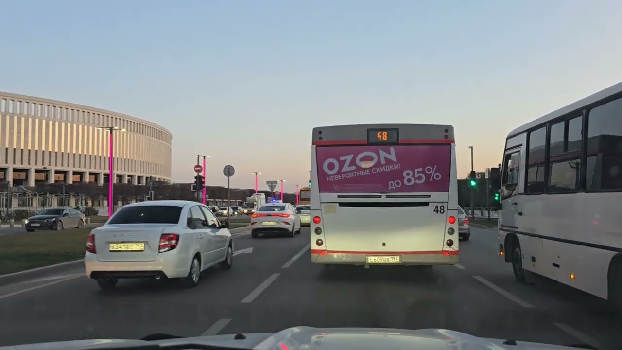 А вот так, оказывается,  Восточка светится днём.  ФК Краснодар слева)
