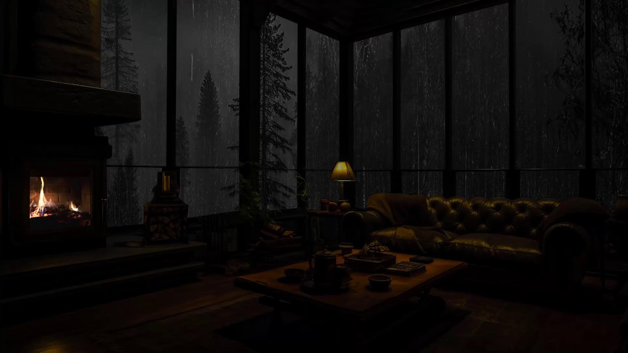 Cozy Cabin with Rain and Fireplace Sounds – The Ideal Setting for Focus and Relaxation