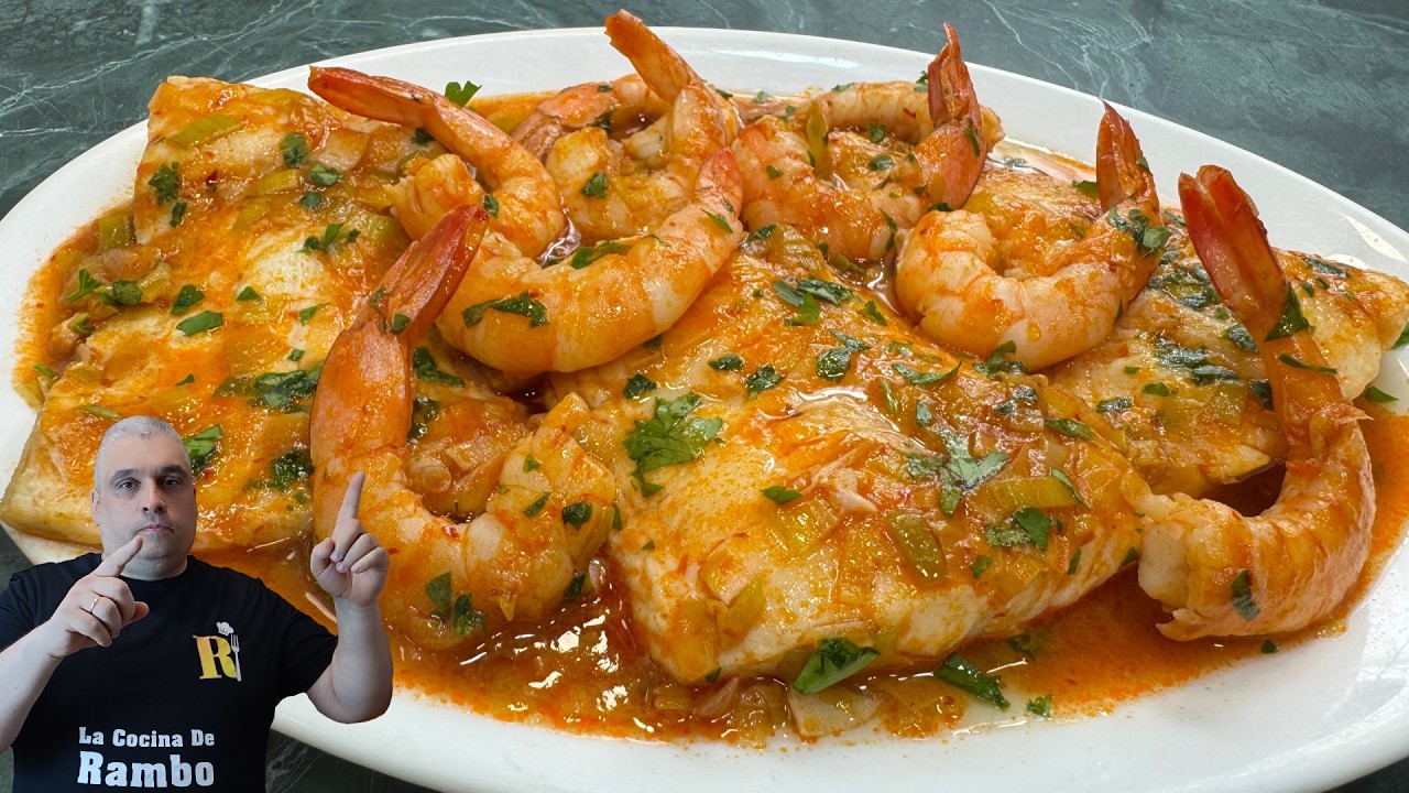 Bacalao en Salsa con Langostinos Fácil y Rápido 😍 ¡Te encantará!