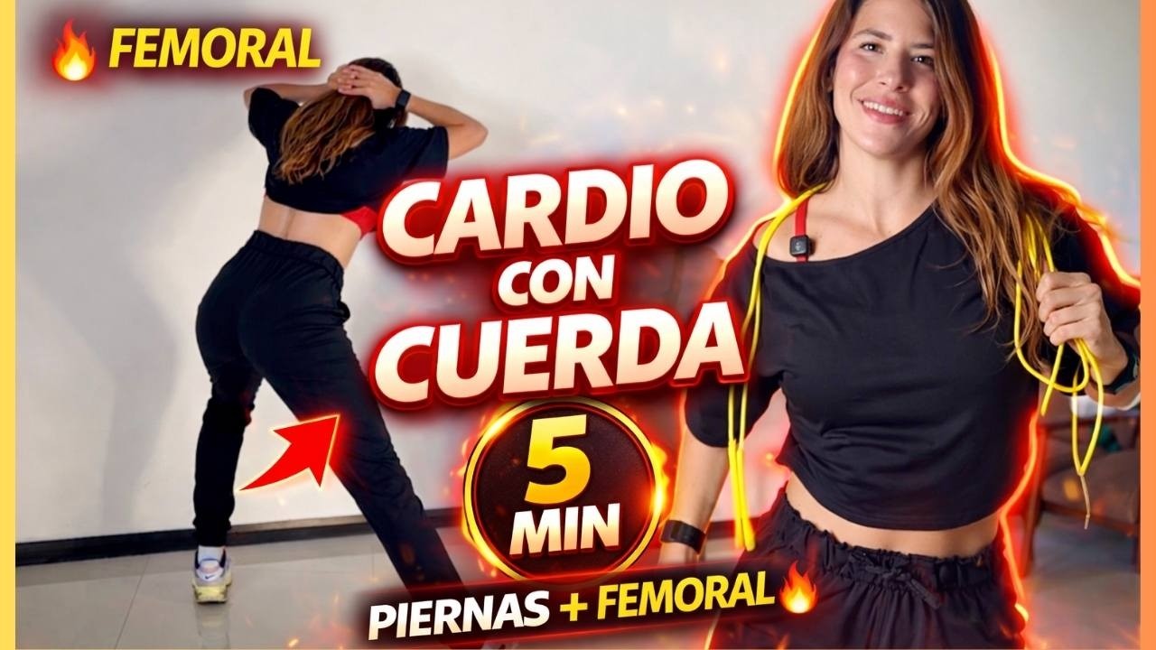CARDIO CON CUERDA + PIERNAS | FEMORAL INTENSO EN CASA