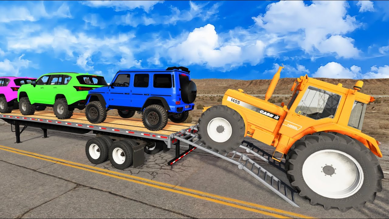 Flatbed Truck Mcqueen | Transportation with Truck - Pothole vs Car #8 - BeamNG.Drive