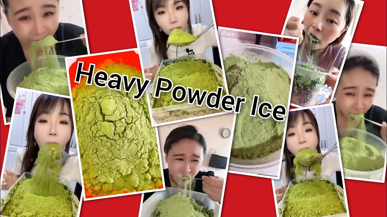 ASMR Heavy Green powder Ice| soft Ice| Hard Ice|crushed ice|Snow eating| V-Good Crunchy Ice