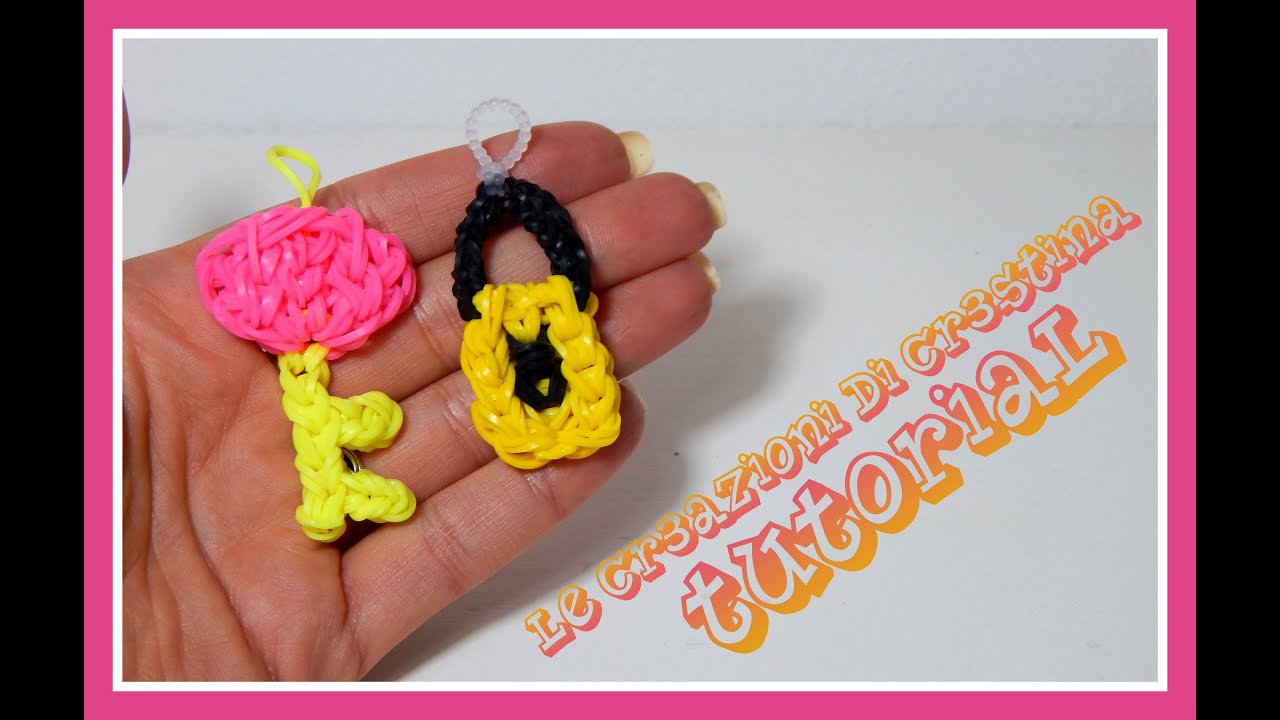 Tutorial Lucchetto con Elastici RAINBOW LOOM - DIY Charm San Valentino