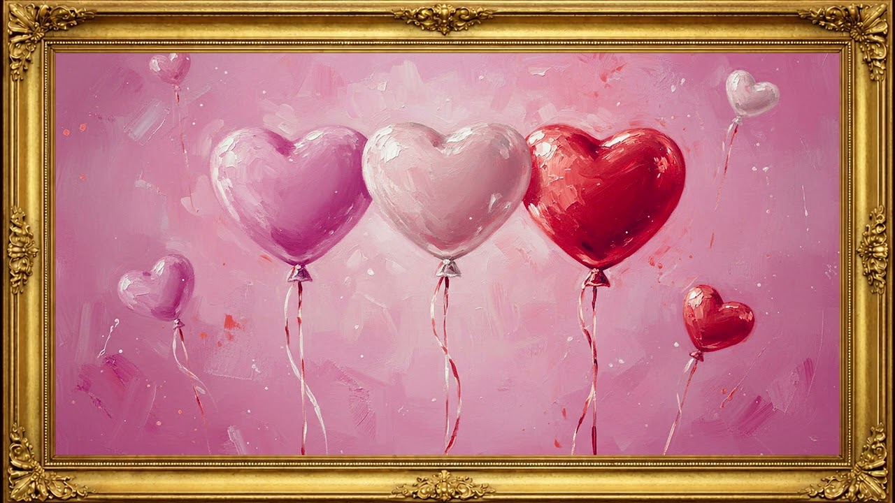 Romantic Pink Hearts 💗 | 4K Valentine Frame TV Art | Cozy Love Screensaver (No Sound)