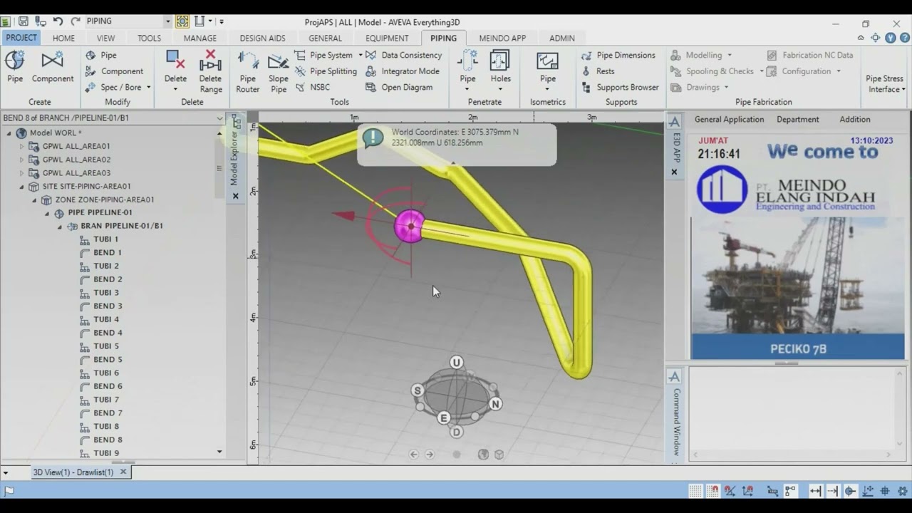 BISMILLAH : Creating Pipe using Model Editor In Aveva E3D & PDMS