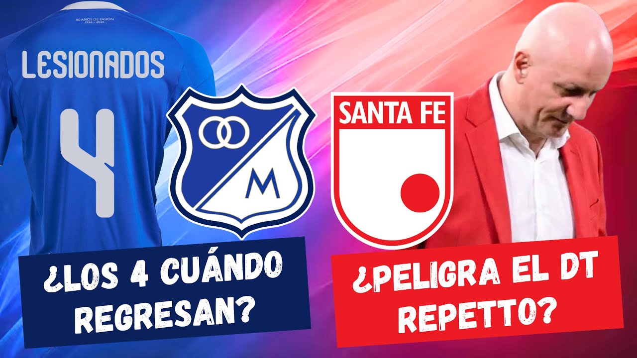 ¿Cuándo Vuelven las 4 Bajas de Millonarios? ¿Peligra Repetto en Santa Fe? | #FutbolDC