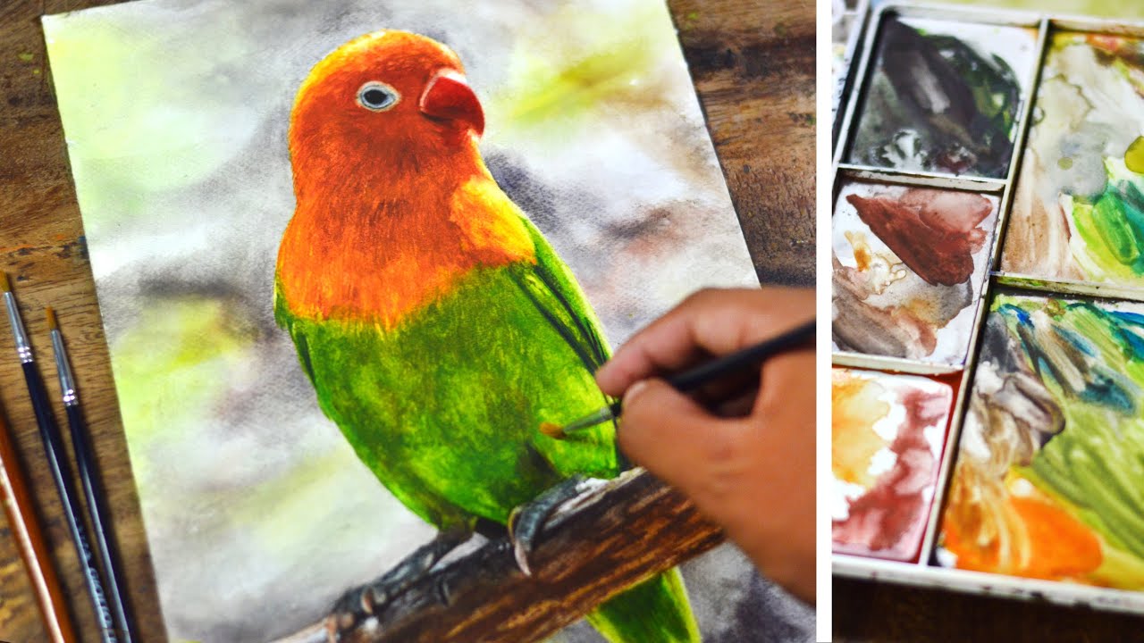 Painting a Lovebird in Watercolor