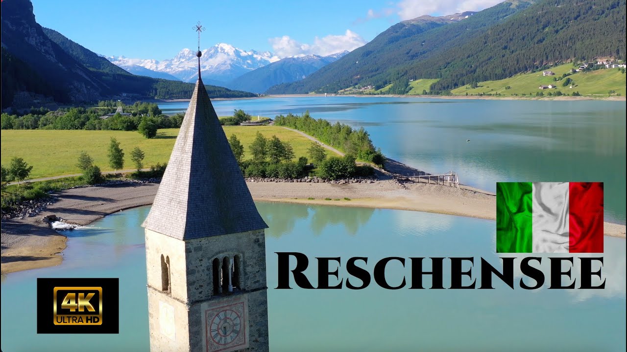 RESCHENSEE - Versunkener Kirchturm im Vinschgau  4K