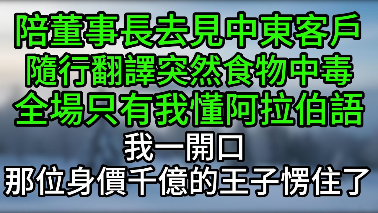 陪董事長去見中東客戶，隨行翻譯突然食物中毒，全場只有我懂阿拉伯語，我一開口，那位身價千億的王子愣住了