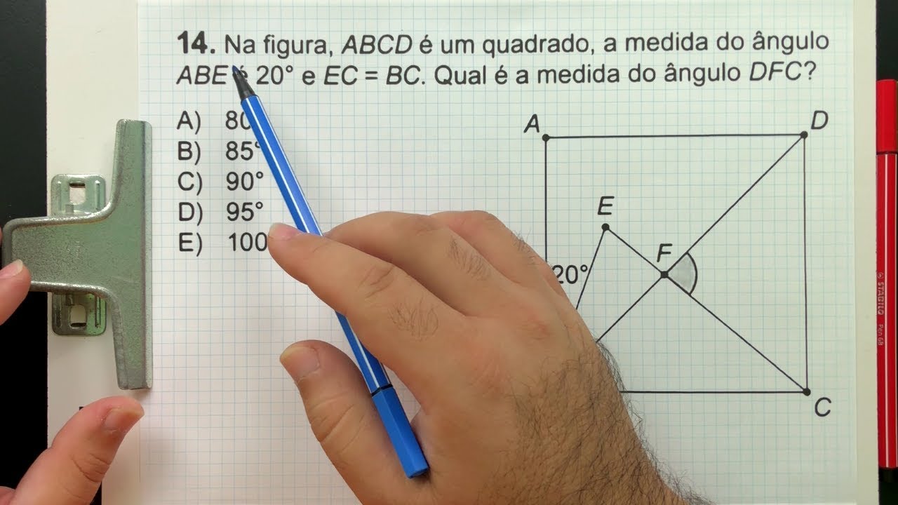 ⚠️ Gabarito OBMEP 2019 👉🏻 Qual é a medida do ÂNGULO DFC? 🤯 Você Consegue Calcular?