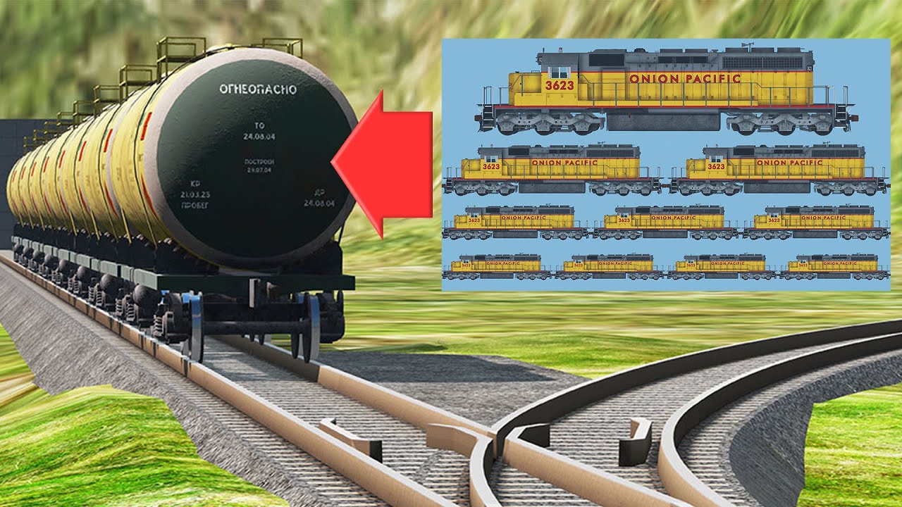 1-2-3-4 Locomotives VS Tanker Wagons - Super Crashes