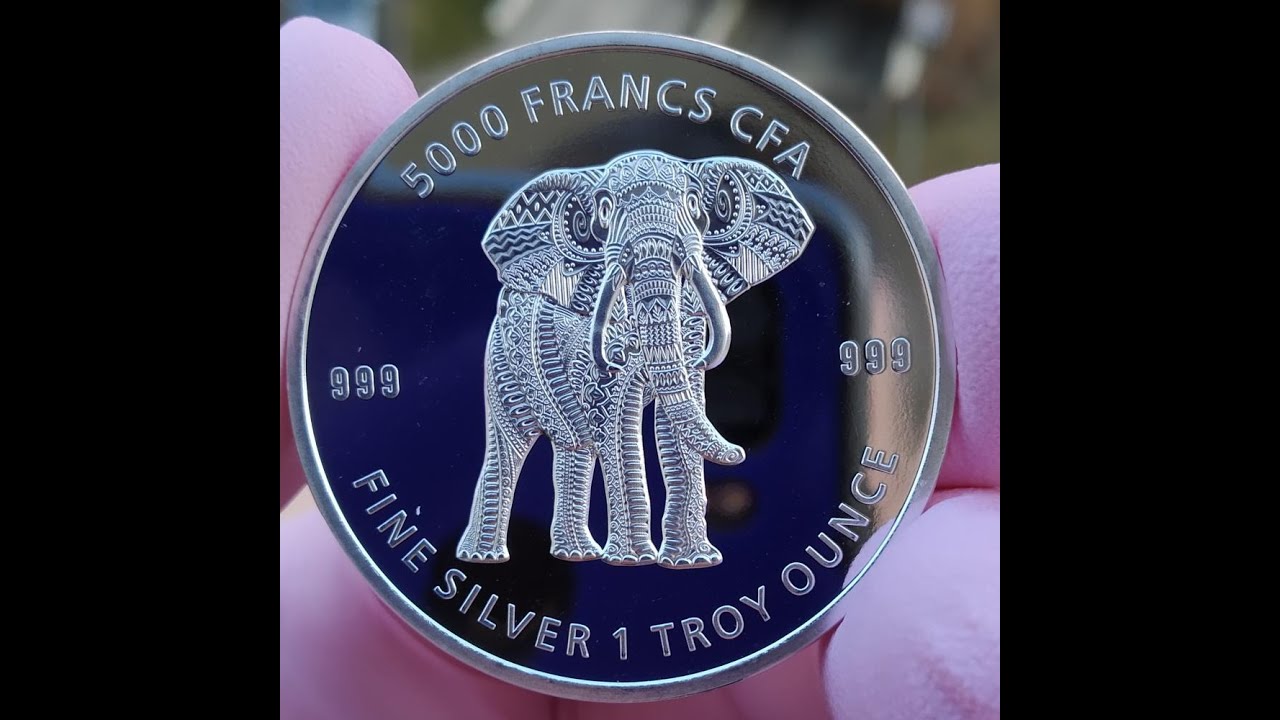 5000 CFA 2019 Chad 1 oz silver 999 Mandala Elephant
