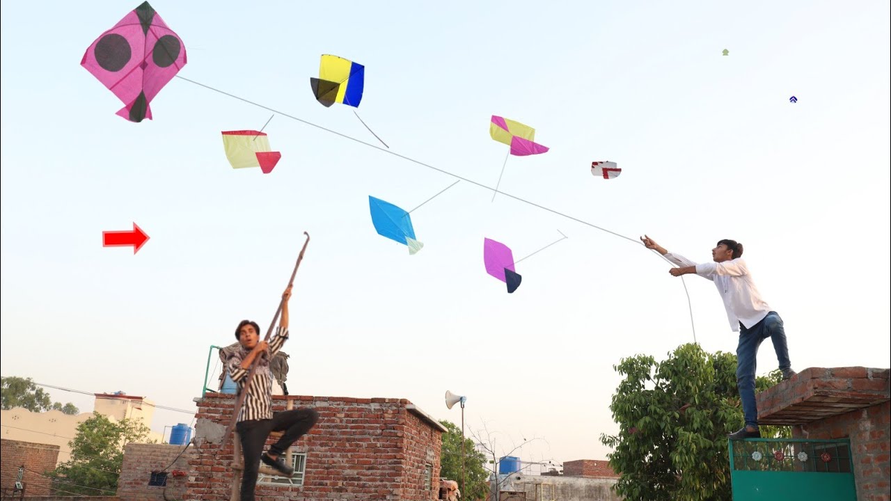 Kite Caught & 10 Kite Flying With One Door Manja 🥰