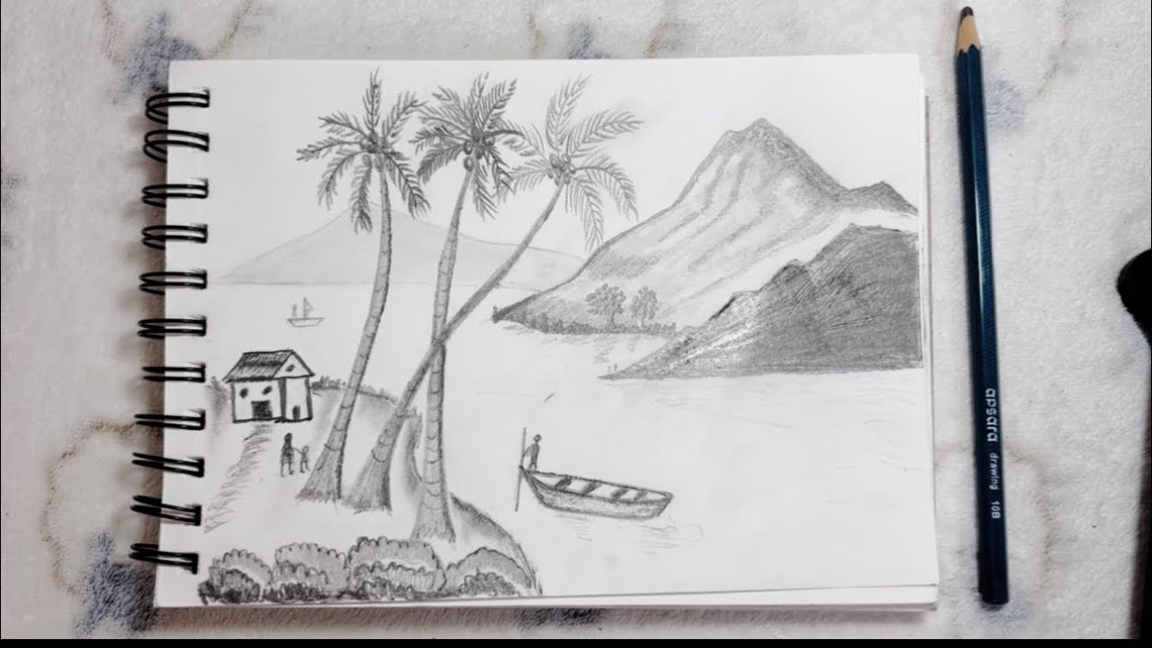 Watch till the end and try this easy scenery drawing at home! 😊✏️ | Pencil Sketch #art #draw 
