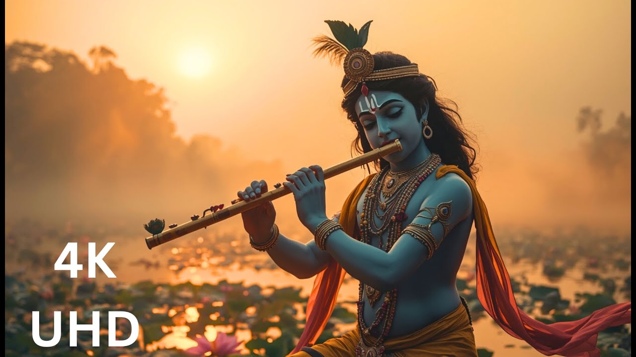 Krishna Flute Music 4K | Relaxing Indian Instrumental for Meditation & Sleep