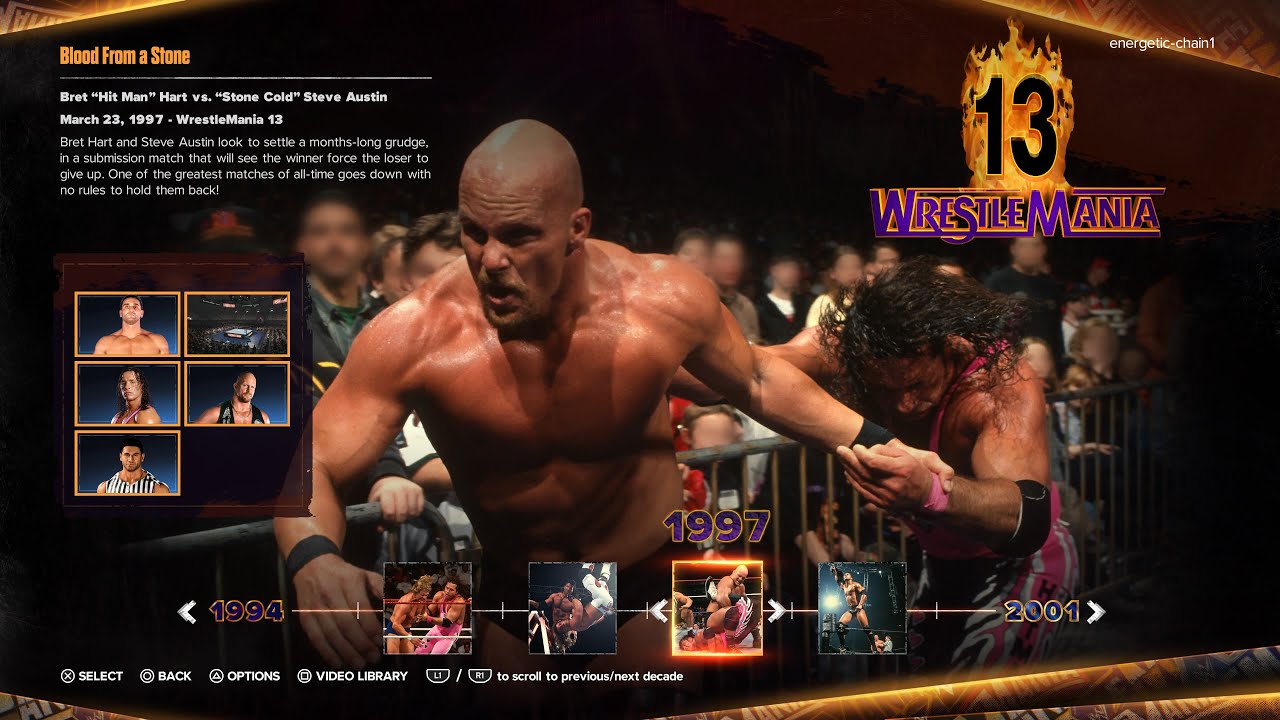 Bret Hart vs Steve Austin: WrestleMania 13: 40 Years of WrestleMania: WWE 2K24 Showcase Mode