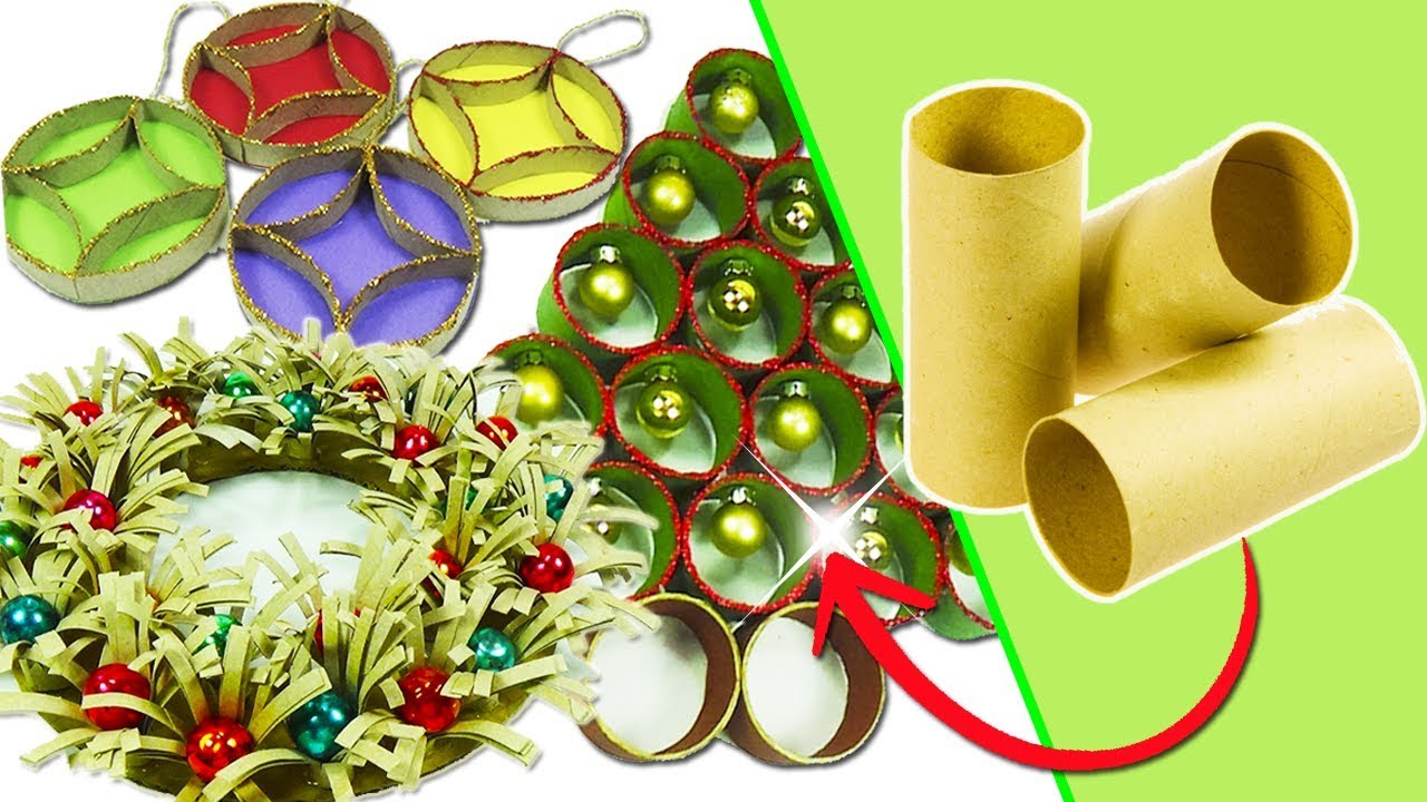 Adornos Navideños con tubos de cartón - 3 Ideas (Manualidades Recicladas) Ecobrisa